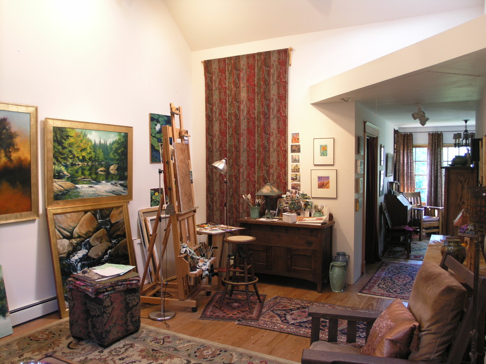 Example of an eclectic home office design in Burlington