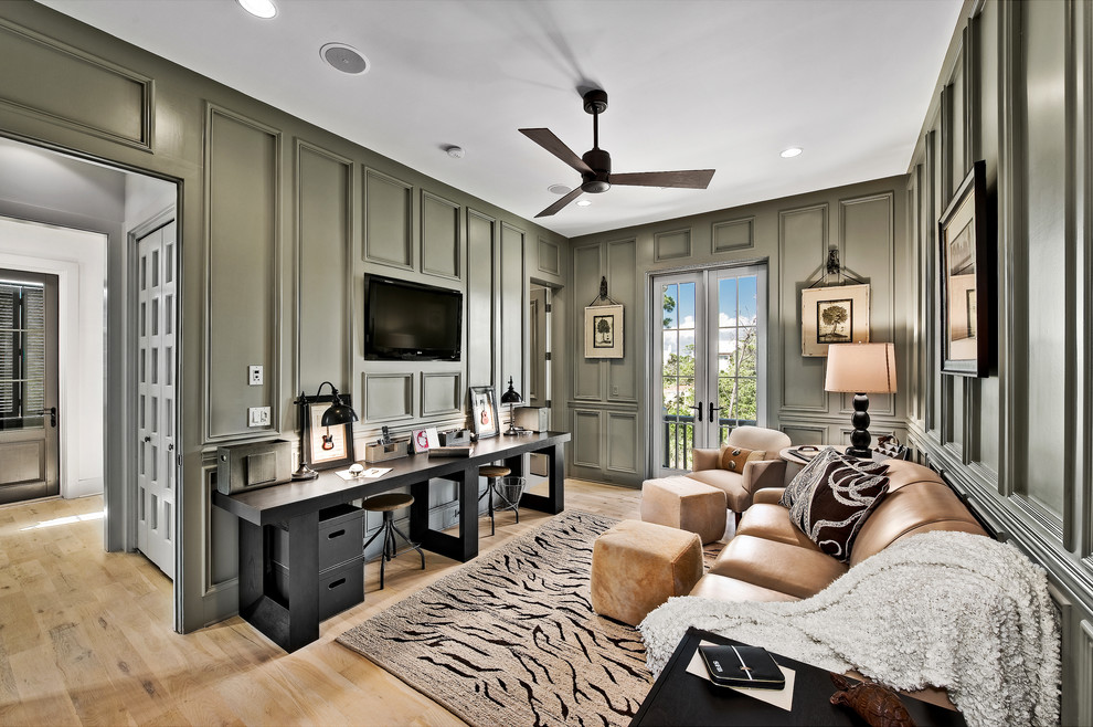 Example of a tuscan home office design in Atlanta