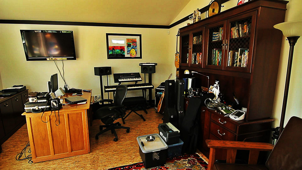 Example of a trendy home office design in Austin