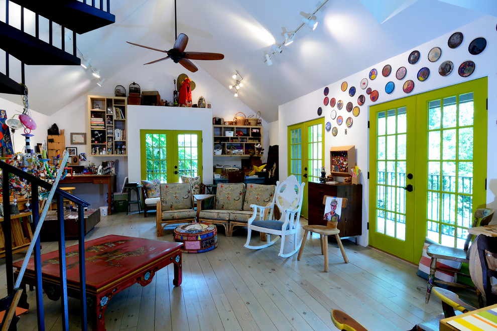 This is an example of a bohemian home office in Houston.