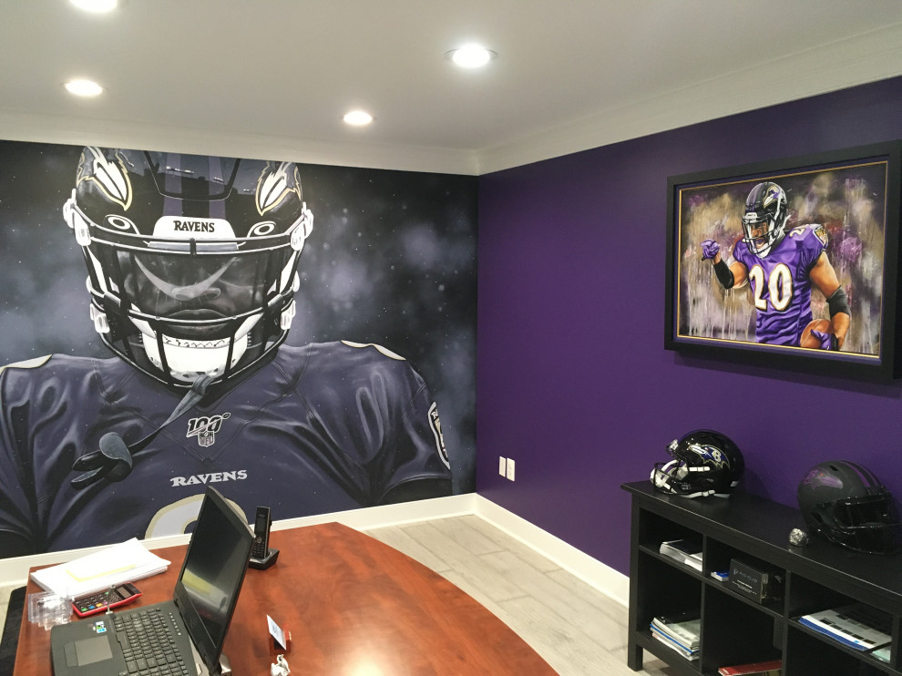 Baltimore Ravens Lamar Jackson Mural- hand painted by Tom Taylor Mural Art  LLC - Eclectic - Home Office - DC Metro - by Mural Art LLC-Wall Murals and  Fine Art | Houzz