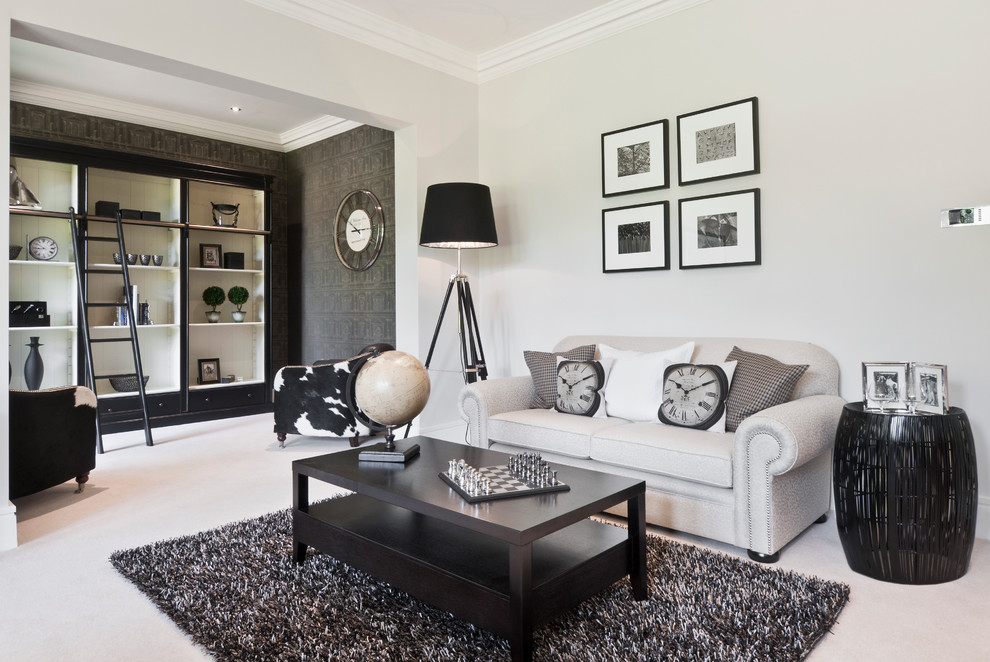 Trendy home office photo in Berkshire with white walls