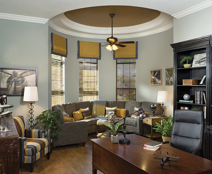 Design ideas for a mediterranean home office in Tampa.