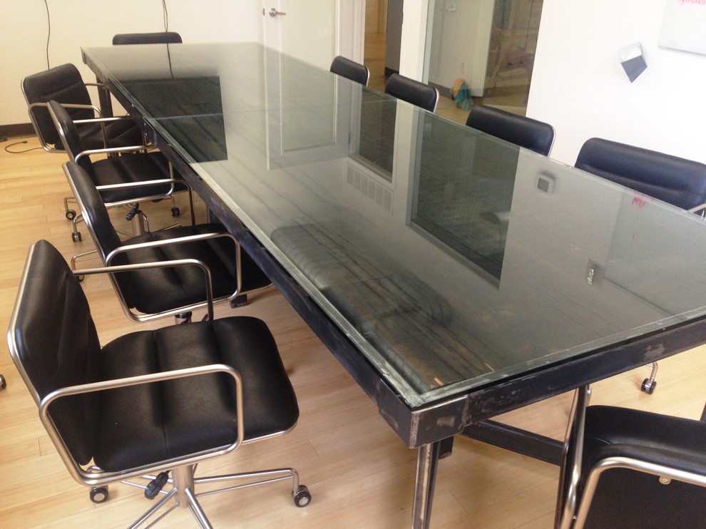 Blackened Steel Rustic Conference Table Rustic Home Office New York by O Studio, Inc