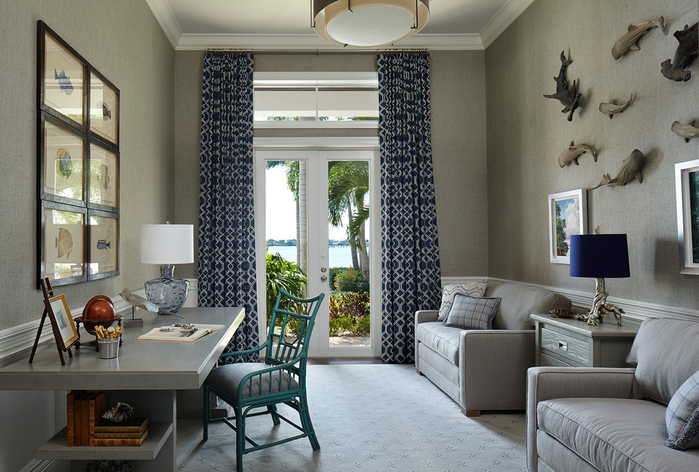 Home office - coastal home office idea in Miami