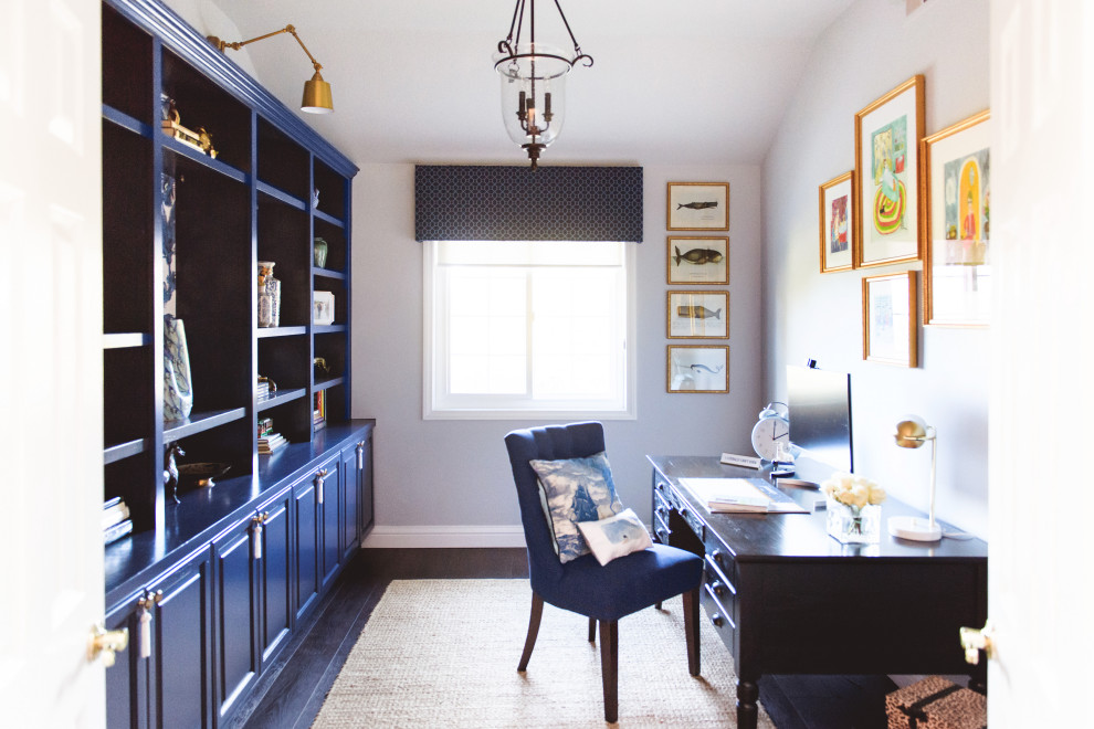 Botanical Navy Office - Transitional - Home Office - San Diego - by Blackdoor Design by Tamra ...