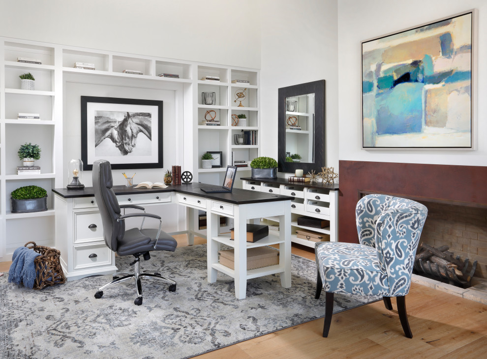 Bright White Home Office - Transitional - Home Office ...