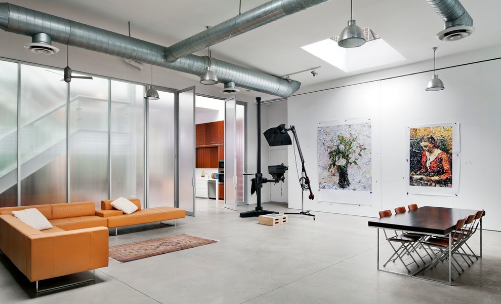 Свежая идея для дизайна: кабинет в стиле лофт - отличное фото интерьера