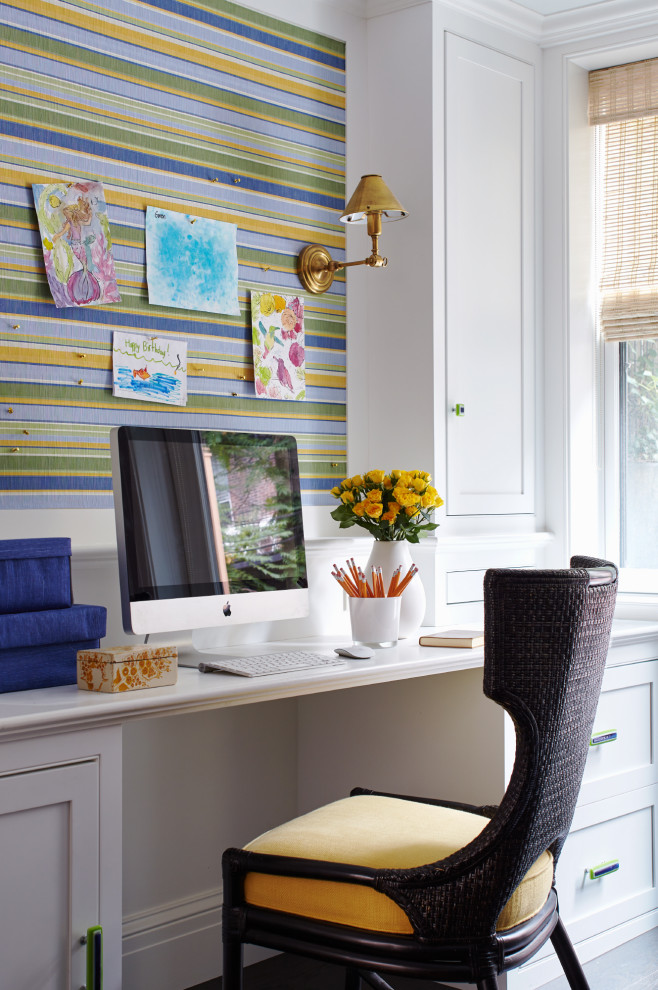 Inspiration for a transitional home office remodel in Boston