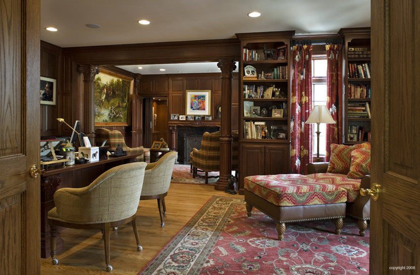 Inspiration for an expansive classic study in Philadelphia with a built-in desk.
