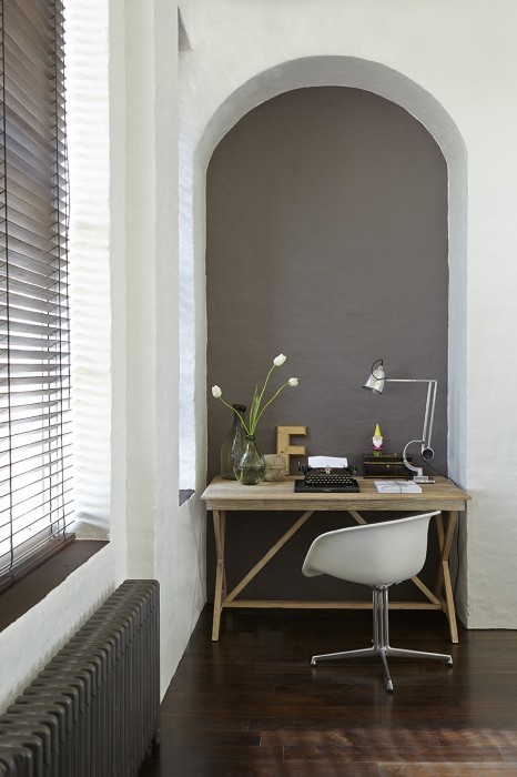 Photo of a contemporary home office in West Midlands with grey walls.