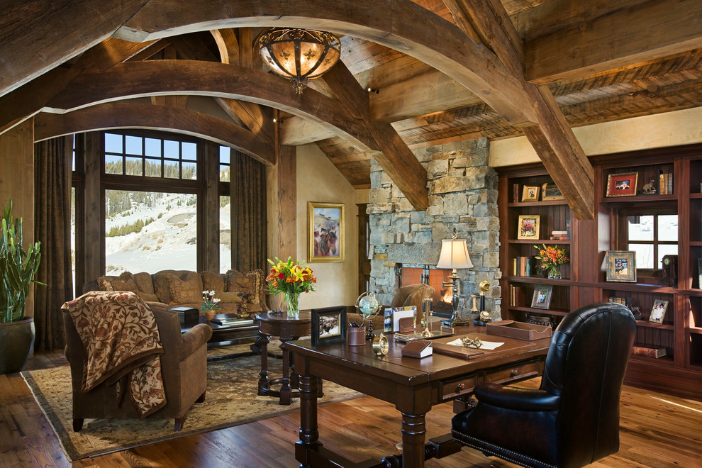 Inspiration for a rustic home office remodel in Other
