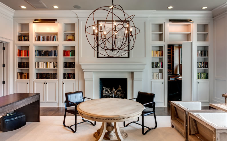Example of a trendy home office design in Raleigh