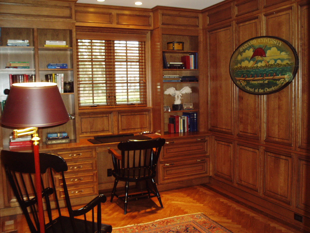 Cherry wood panels Traditional Home Office St Louis by NEST Houzz
