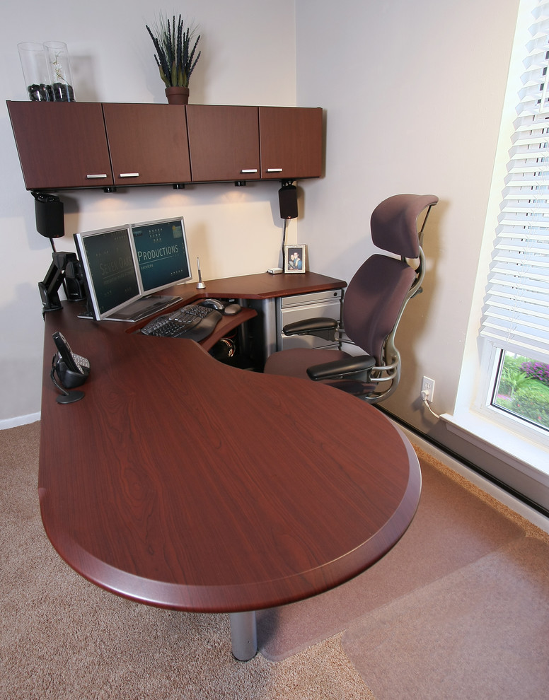 Ejemplo de despacho contemporáneo con escritorio independiente