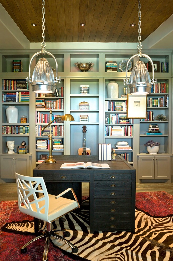Design ideas for a contemporary home office in Austin.