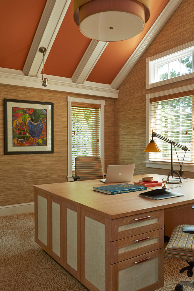 Transitional freestanding desk home office photo in Minneapolis