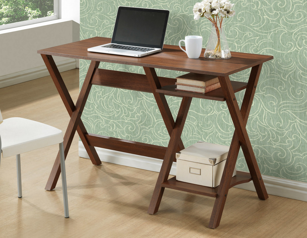 Источник вдохновения для домашнего уюта: кабинет в стиле неоклассика (современная классика) с отдельно стоящим рабочим столом