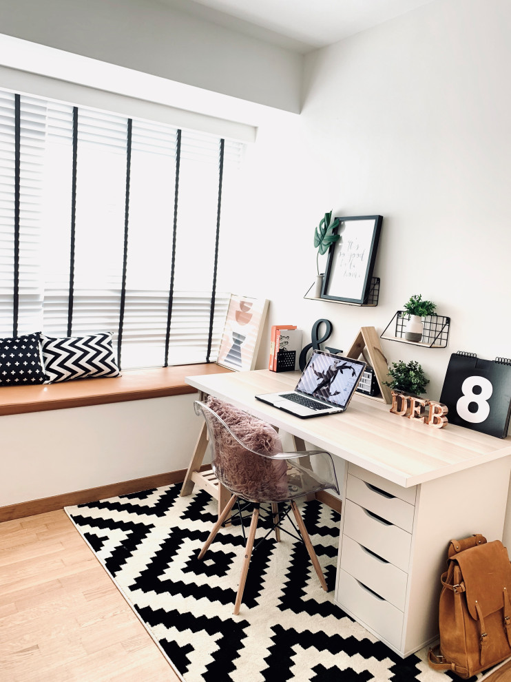 This is an example of a scandinavian home office in Singapore.