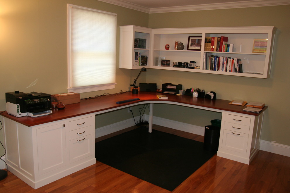 Custom desk, with shelving above - Traditional - Home Office - Boston ...