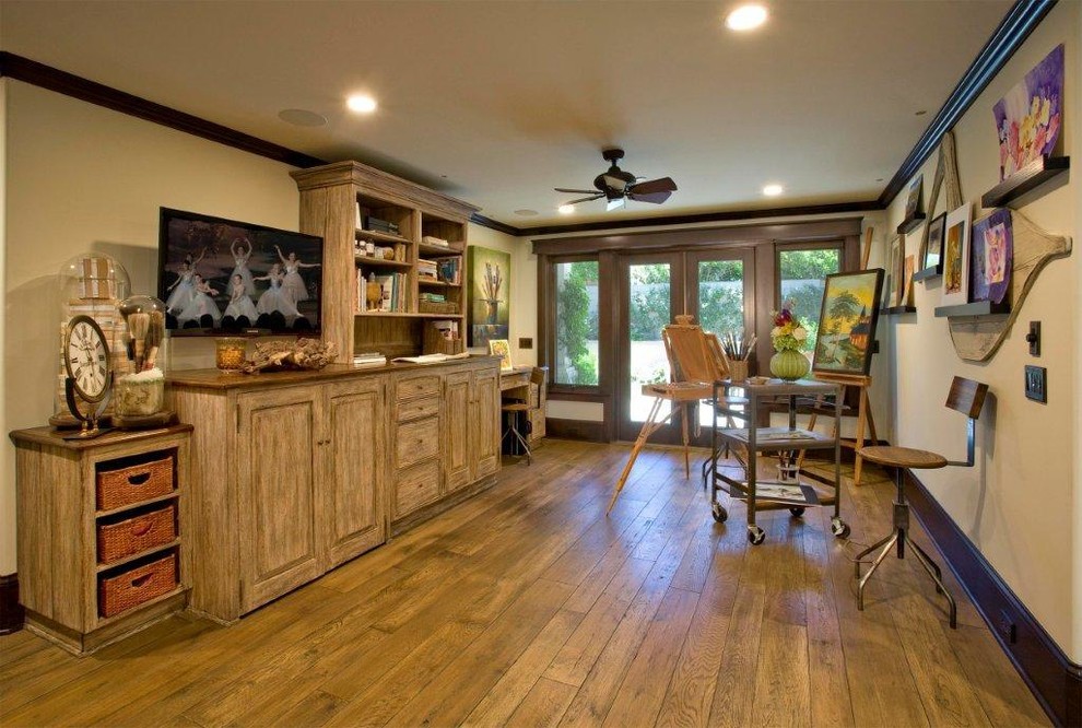This is an example of a rustic home office in Orange County.