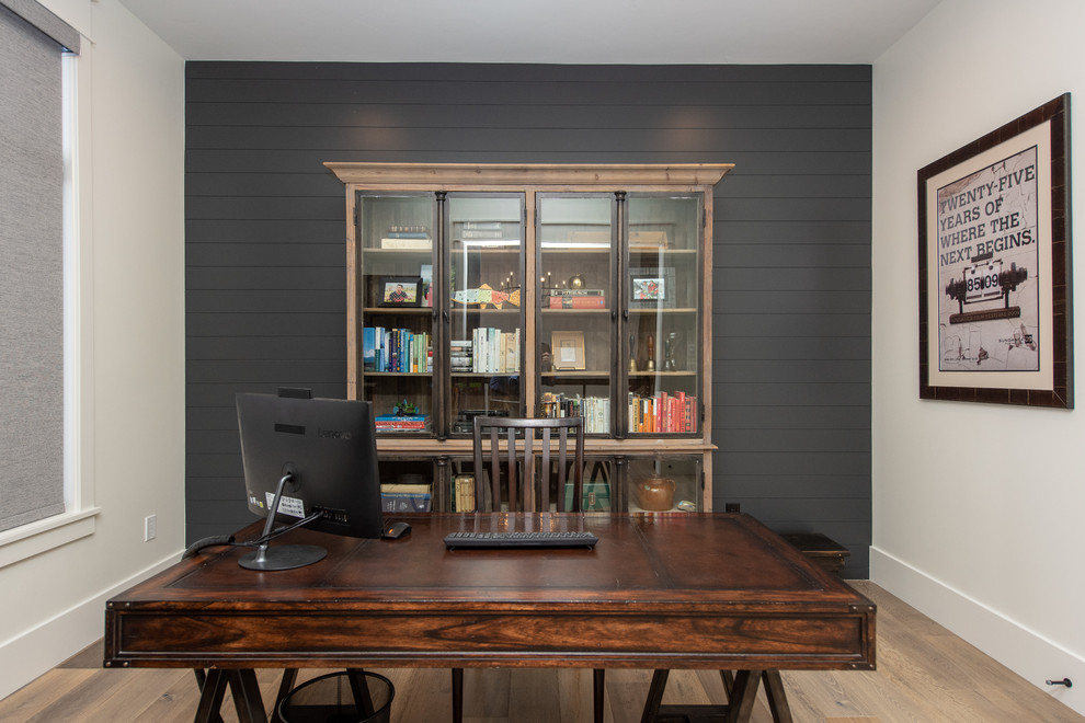 Inspiration for a rustic home office remodel in Salt Lake City