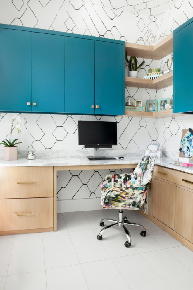 Example of a trendy home office design in Dallas