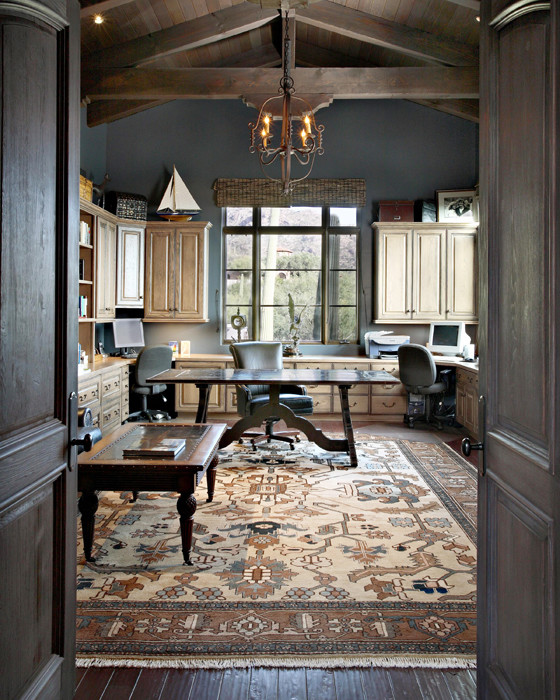 Inspiration for a mediterranean home office remodel in Phoenix