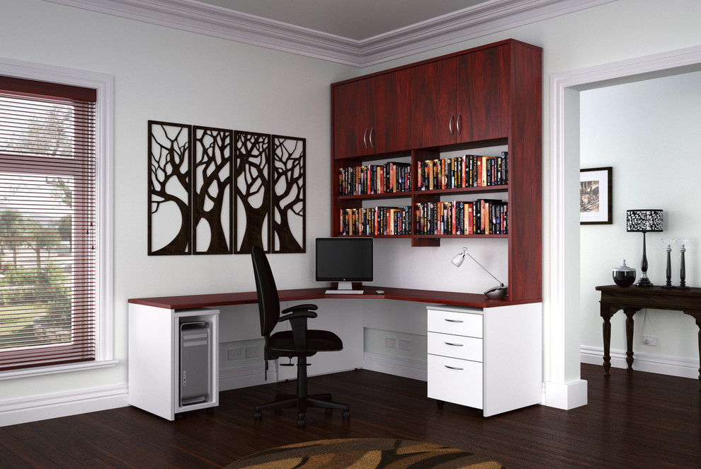 Example of a huge minimalist home office design in Melbourne