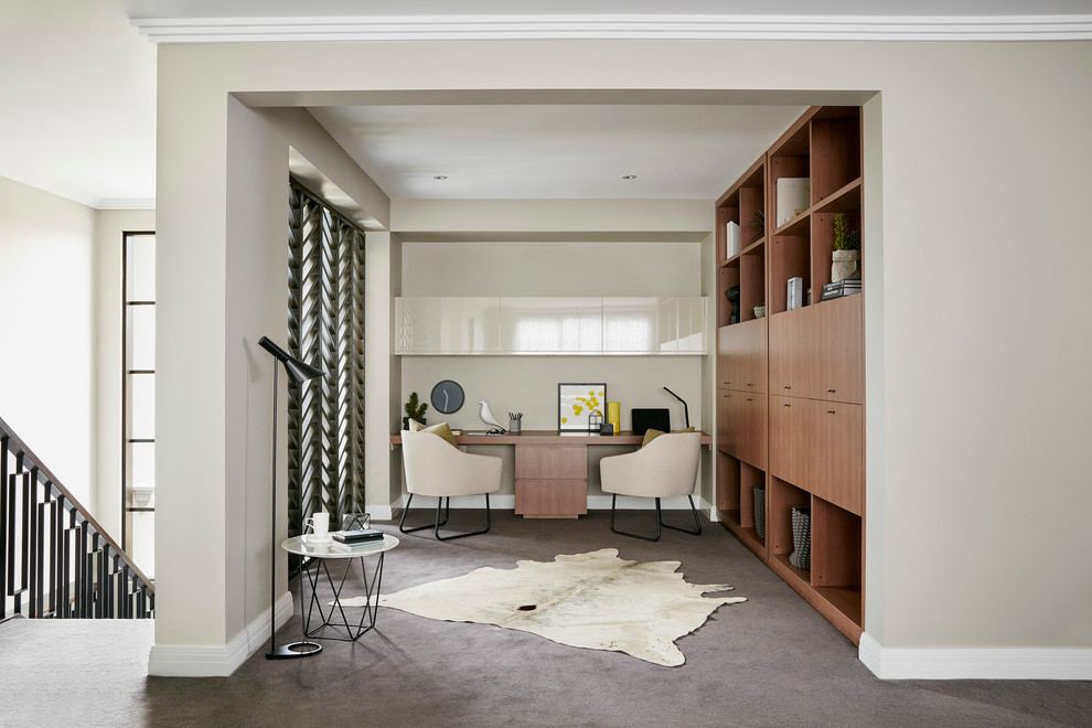 Design ideas for a contemporary home office in Melbourne.