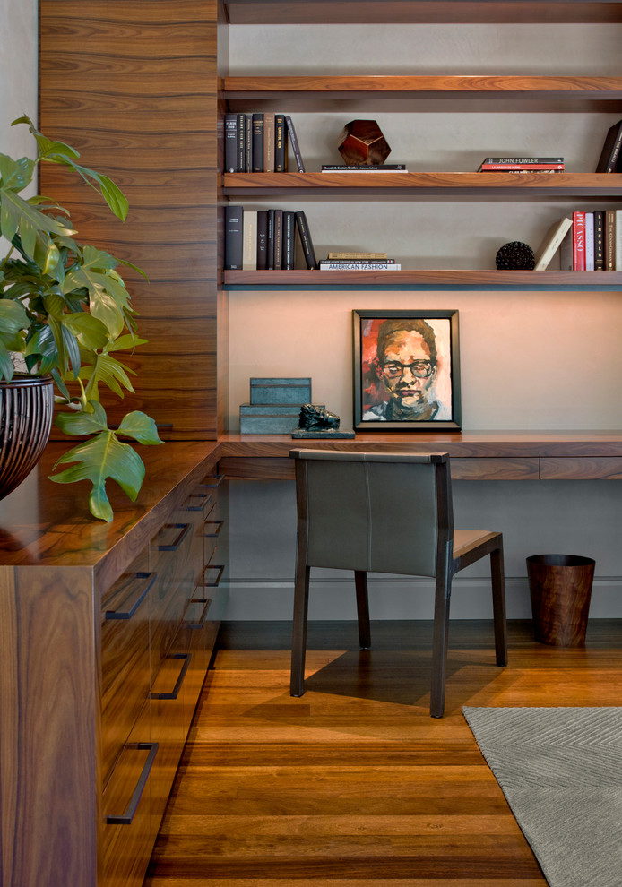 Example of a trendy home office design in Phoenix