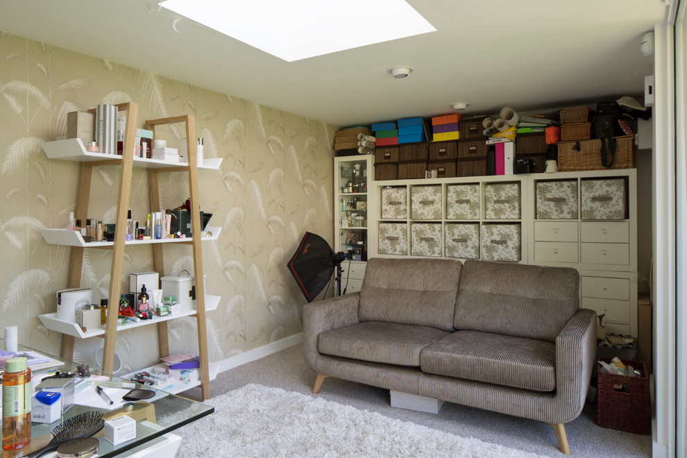 Inspiration for a midcentury home office in Essex.