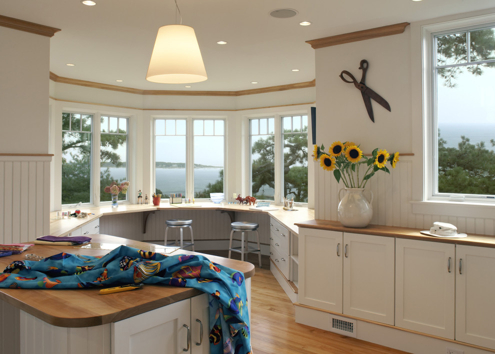 Inspiration for a contemporary craft room remodel in Boston