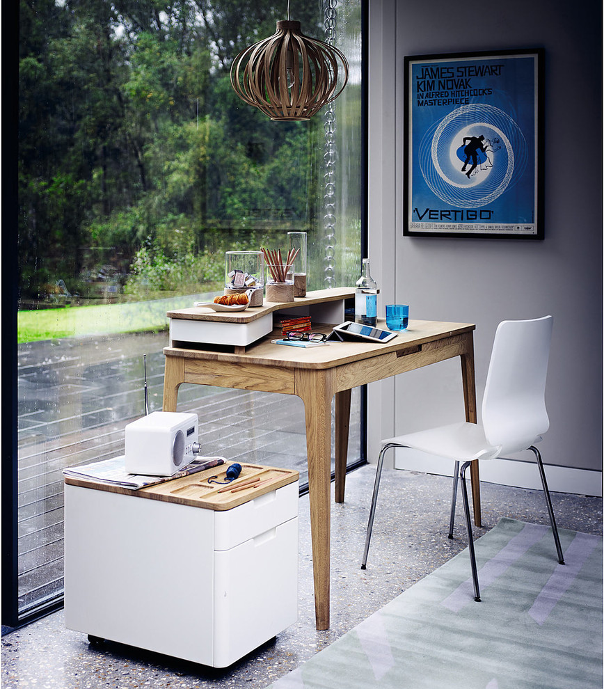 Inspiration for a contemporary gray floor home office remodel in London