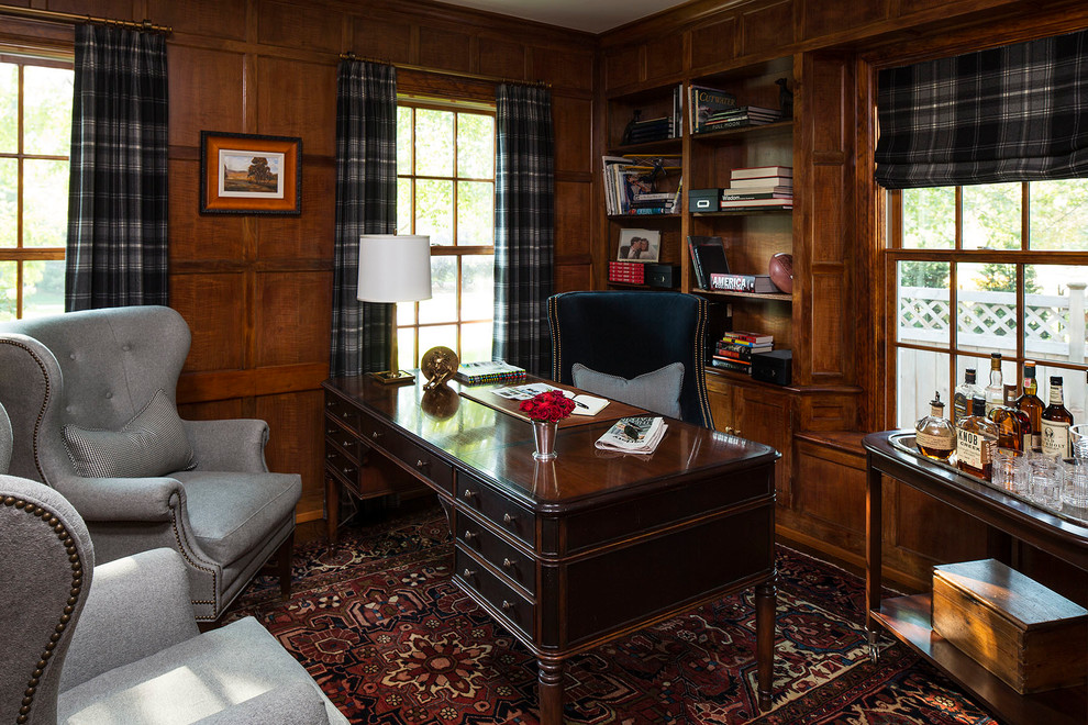 ミネアポリスにあるトランジショナルスタイルのおしゃれなホームオフィス・書斎の写真