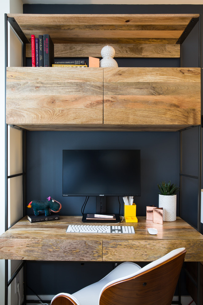 Inspiration for a contemporary home office in Tampa with grey walls.