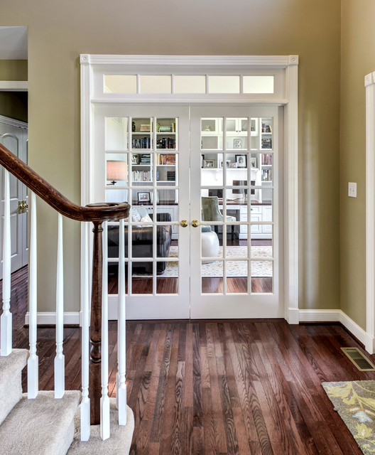 Glass doors allow visibility into the office for family and friends