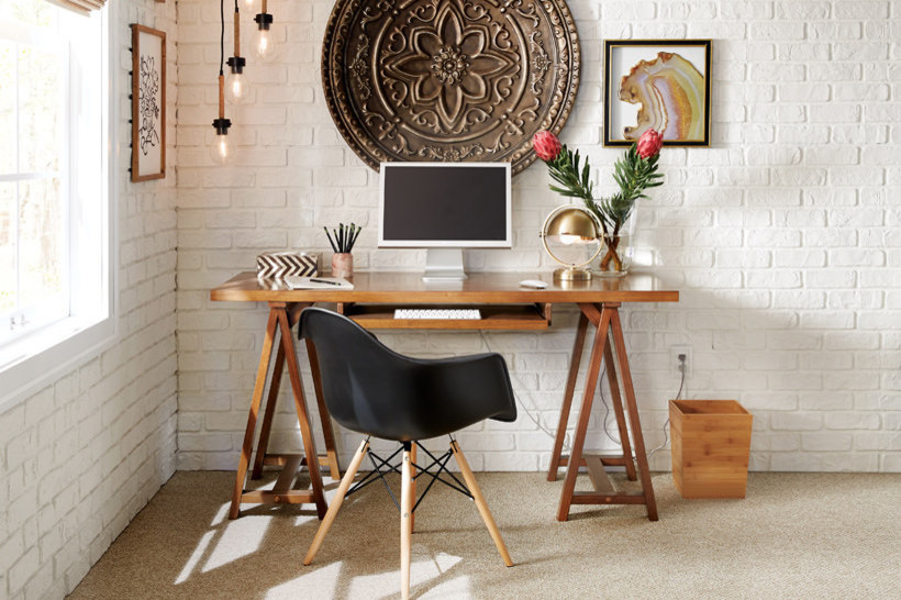 Example of an urban home office design in Other