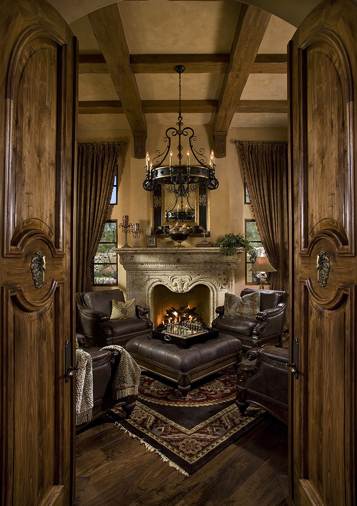 Grand Fireplaces Mediterranean Home Office Phoenix by