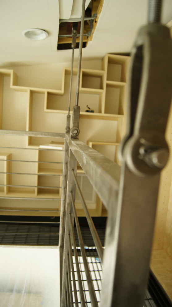 Hanging Library Modern Home Office Austin by MetalWork Austin