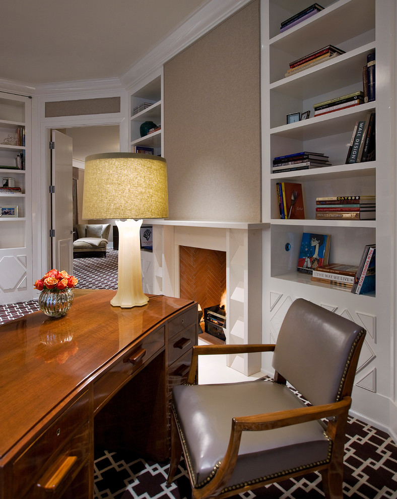 Example of a trendy home office design in Santa Barbara
