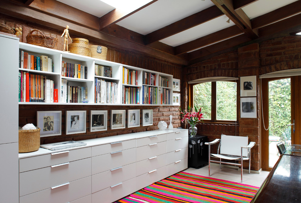 Photo of a contemporary home office in Other with a freestanding desk.