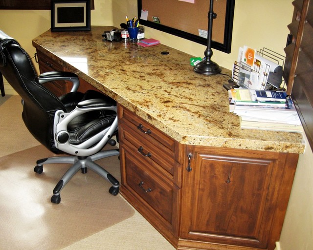 Home Office Desk on 45 Degree Walls Mediterranean Home Office