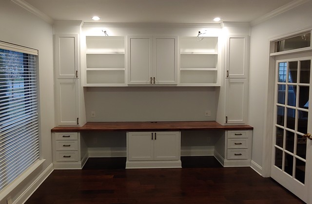 Home Office Double Desk and Wall-to Wall Storage - Traditional - Home