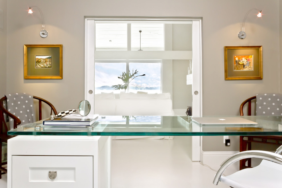 Home office - contemporary home office idea in Orlando with gray walls
