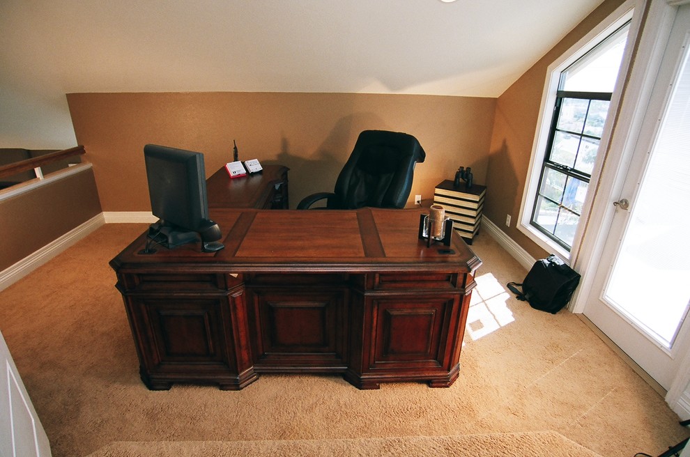 Home Office Under Sloping Ceiling Traditional Home Office Orange