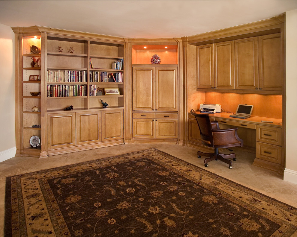 Design ideas for a classic home office in Miami with a built-in desk.