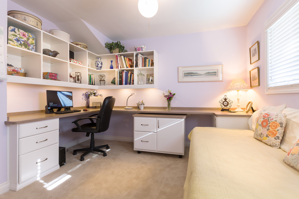 Medium sized home office in Richmond with a built-in desk.