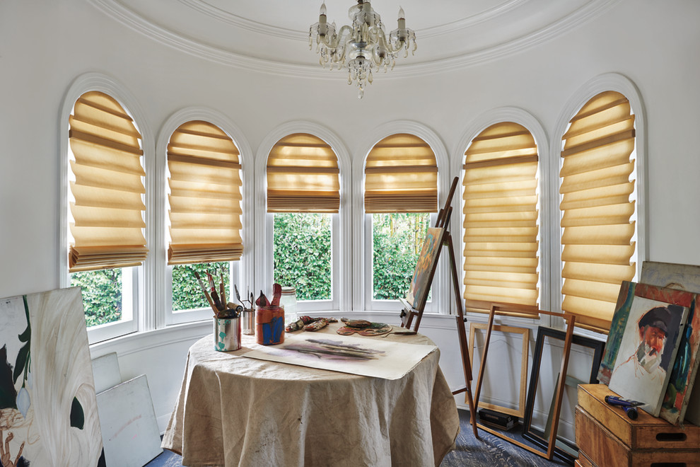 Hunter Douglas Roman Shades for Arched Windows Transitional Home