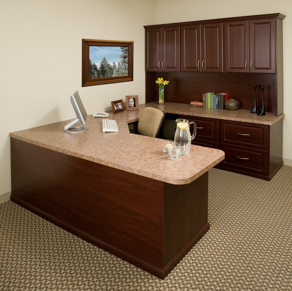 Inspiration for a mid-sized timeless built-in desk study room remodel in Orange County